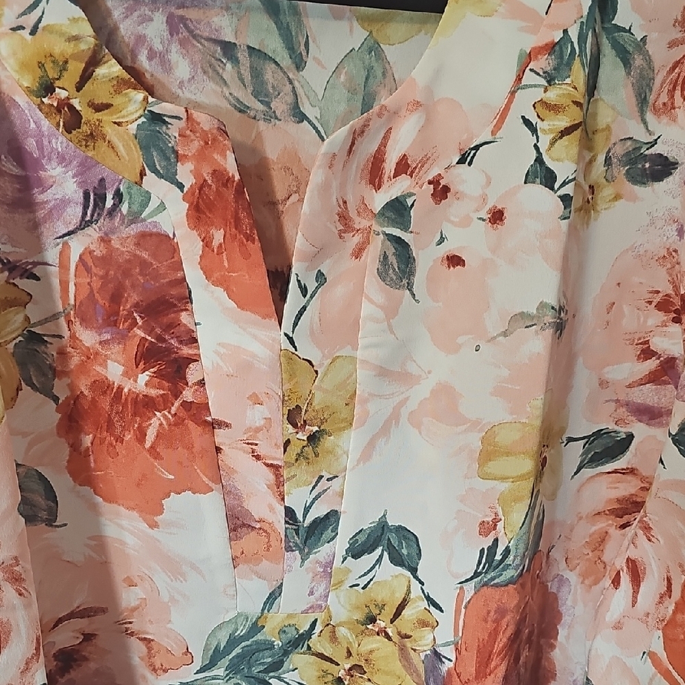 Serengeti Vibrant Floral Blouse - Pink, Orange, Purple - Picture 7 of 8